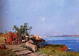 Lunch On A Terrace With A View Of The Bay Of Naples by Eugene Galien-Laloue